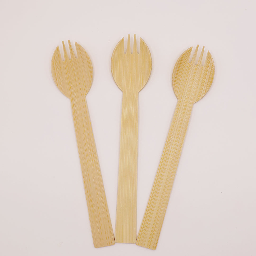 Combiné fourchette cuillère en bambou ( Lot de 100 pièces )