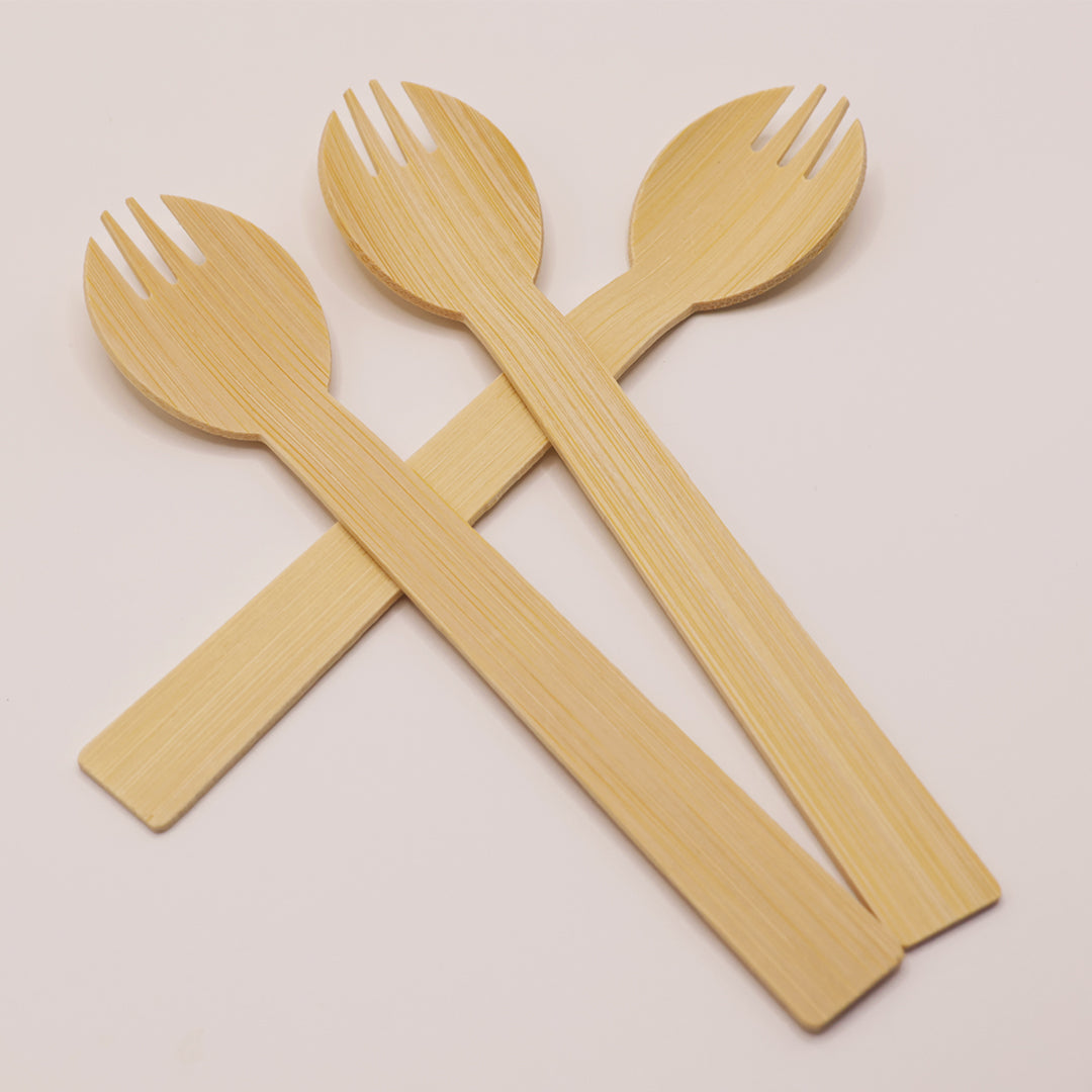 Combiné fourchette cuillère en bambou ( Lot de 100 pièces )